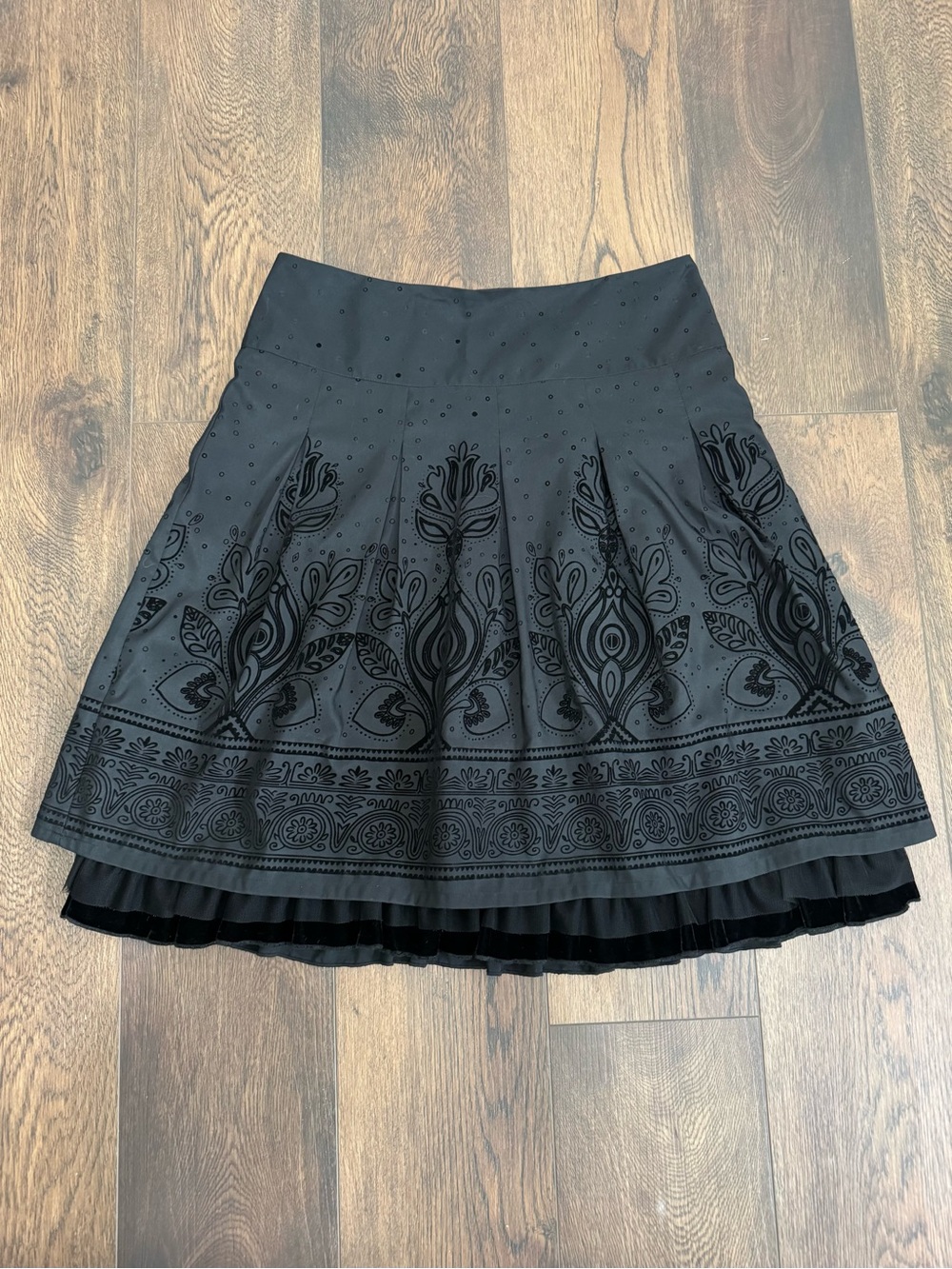 Apt. 9 Black Embroidered Circle Skirt